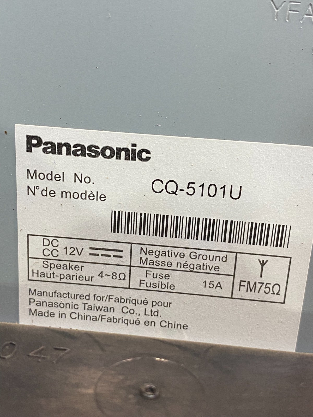 2009 Freightliner Sprinter CD PLAYER Equipment Radio PANASONIC CQ5101U AD6609 DG6