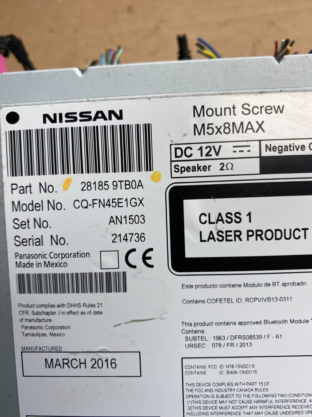 2015 to 2016 Nissan Rogue AM FM XM Radio CD Player Screen Receiver AI3098 DG4