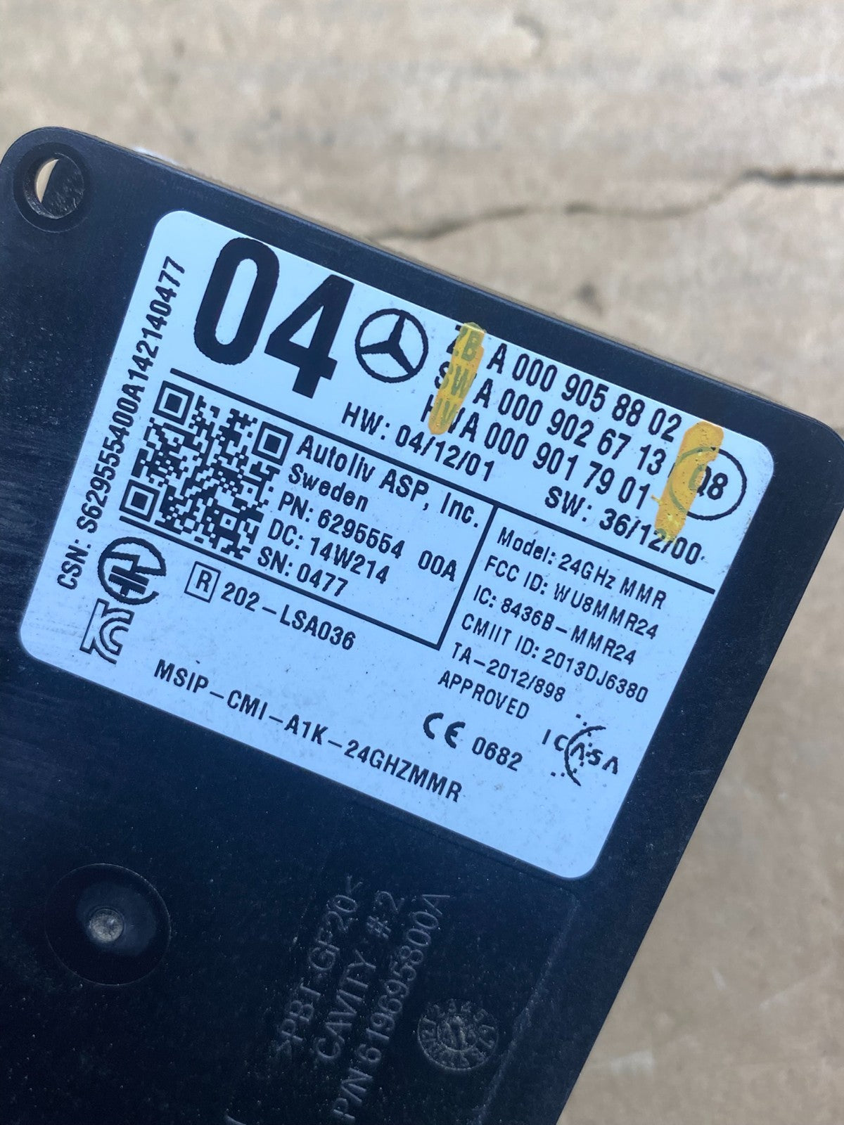 2015 to 2019 Mercedes Blind Spot Radar Module Sensor AH4862 DG2