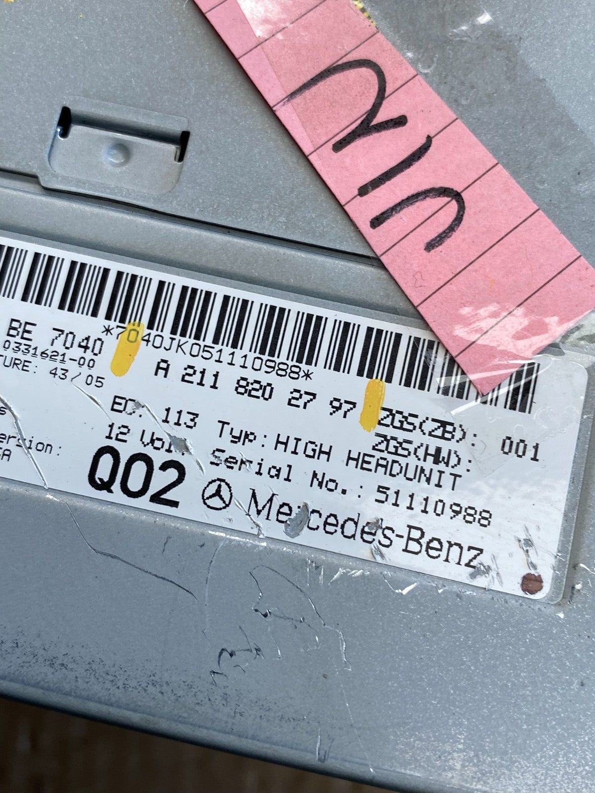 2005-2007 Mercedes-Benz S550 CLS550 Command Head Navigation Radio CD AB9537 DG5