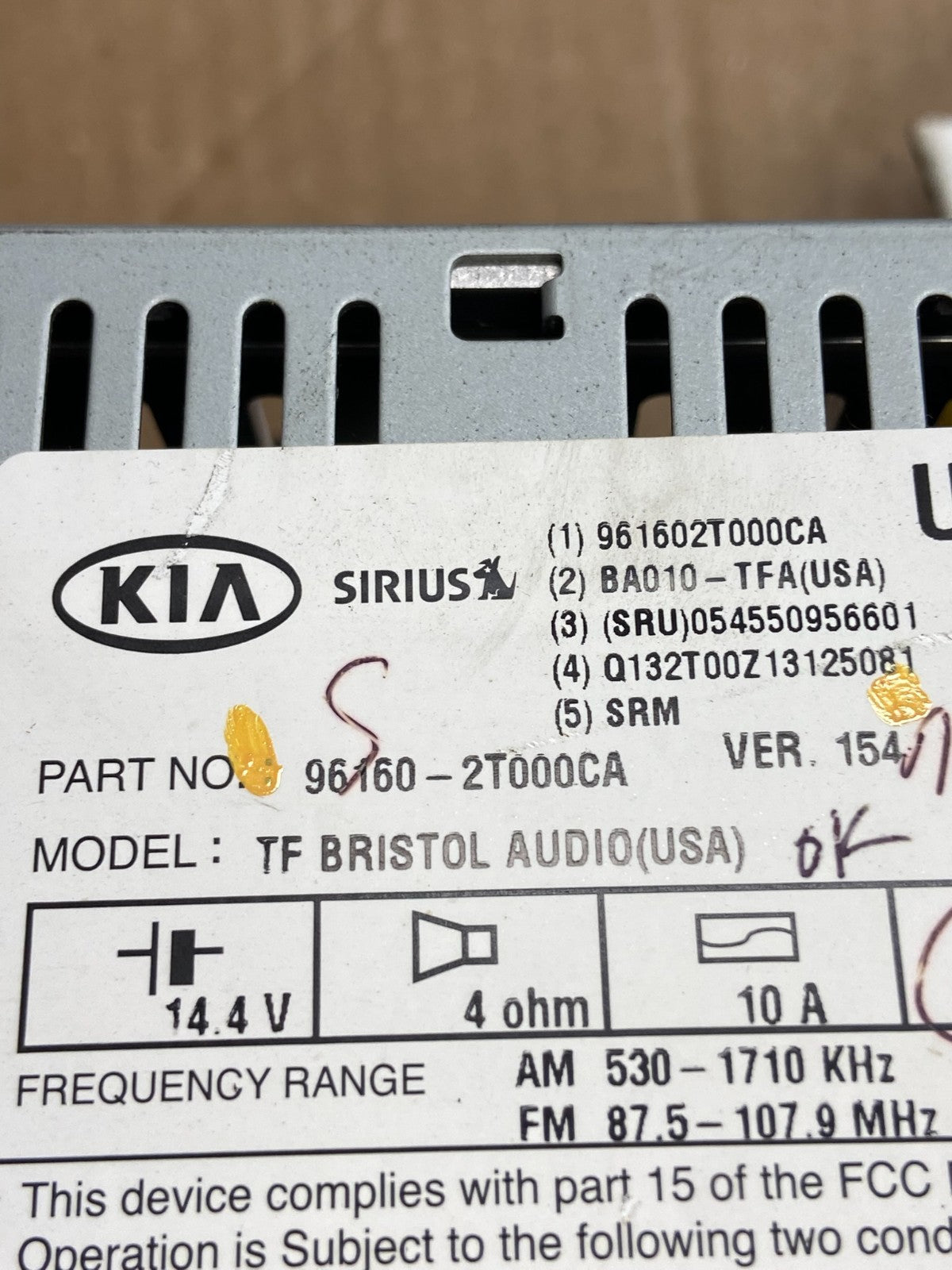 2011 2012 2013 Kia Optima Am Fm Cd Player Radio Screen Display af2736 DG5