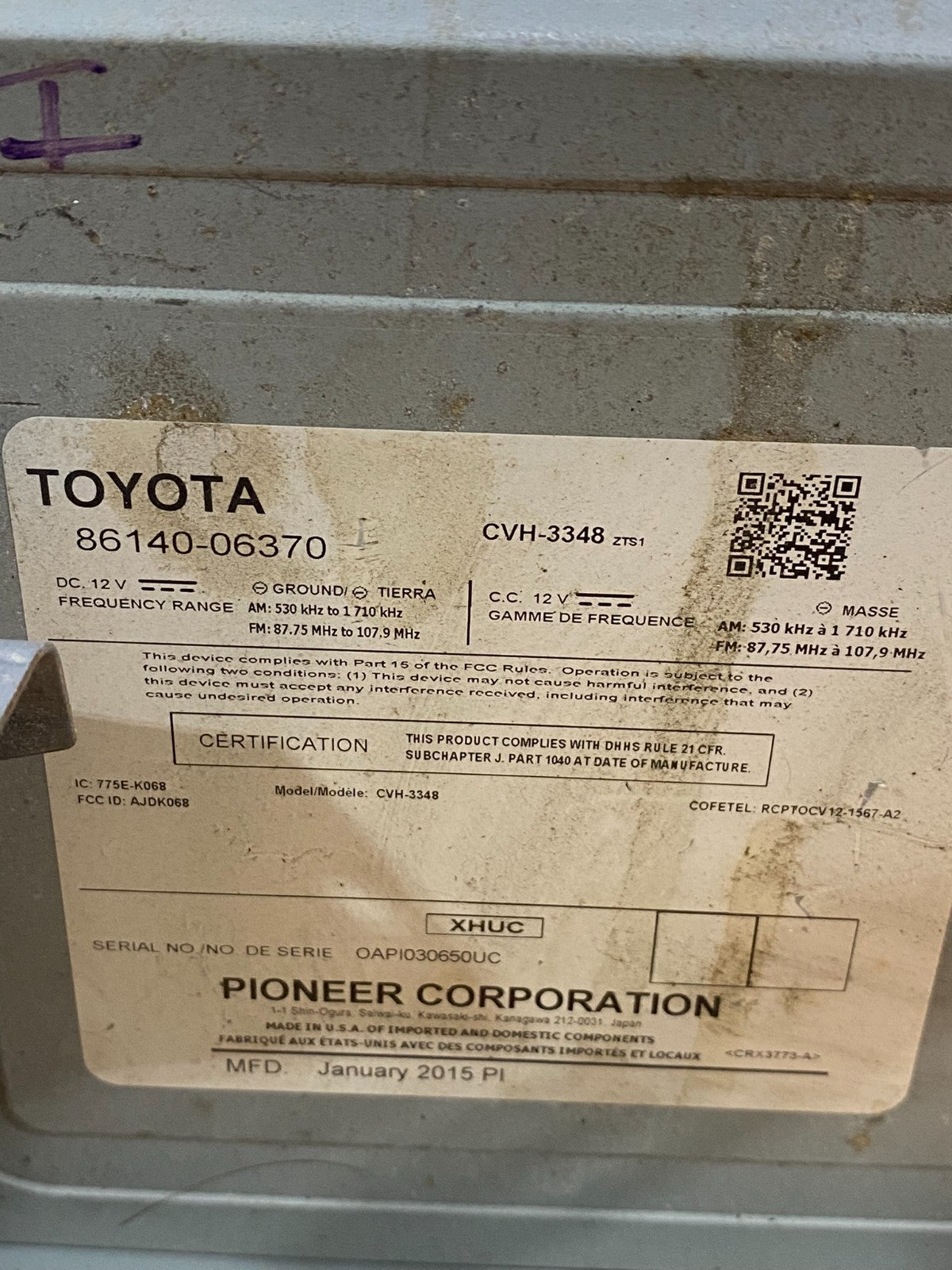 2015-2017 Toyota Camry Radio CD Navigation Screen Display AI9915 DW7