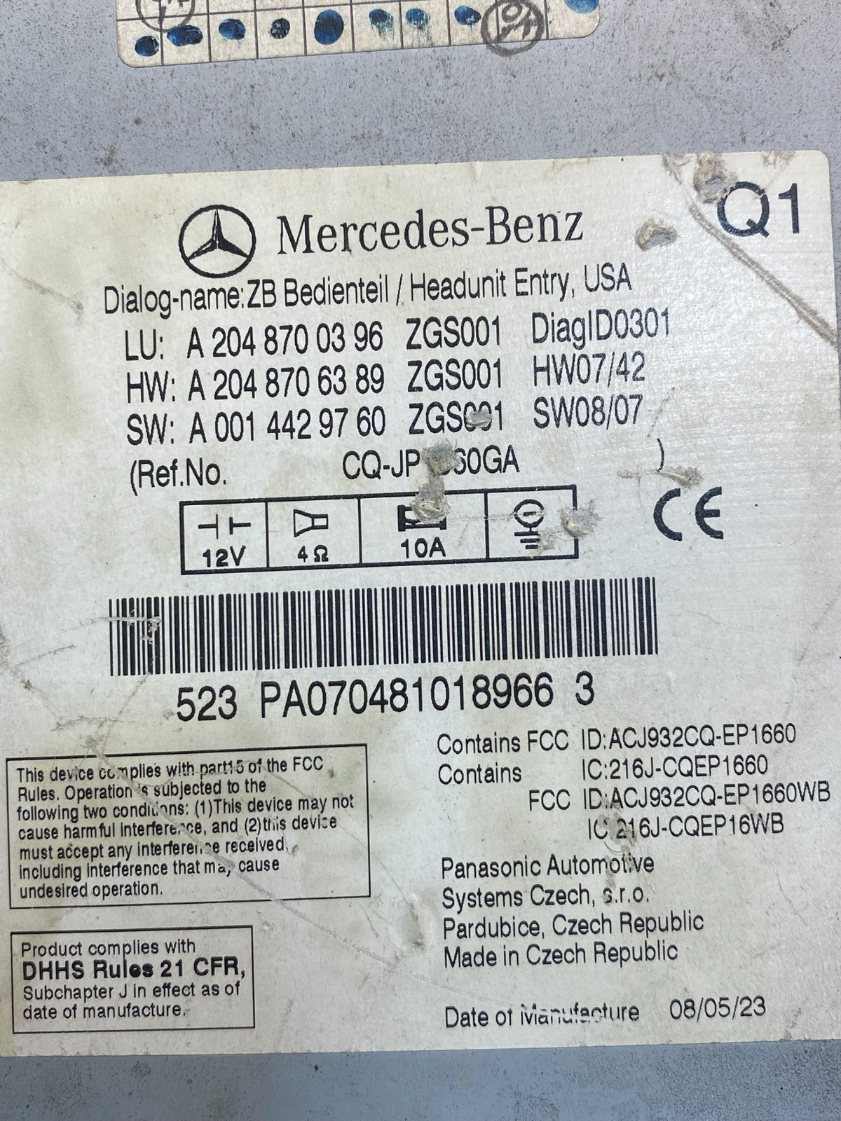 2008-2011 Mercedes W204 C300 C350 Navi Command Radio DVD CD Audio ai9946 DG6