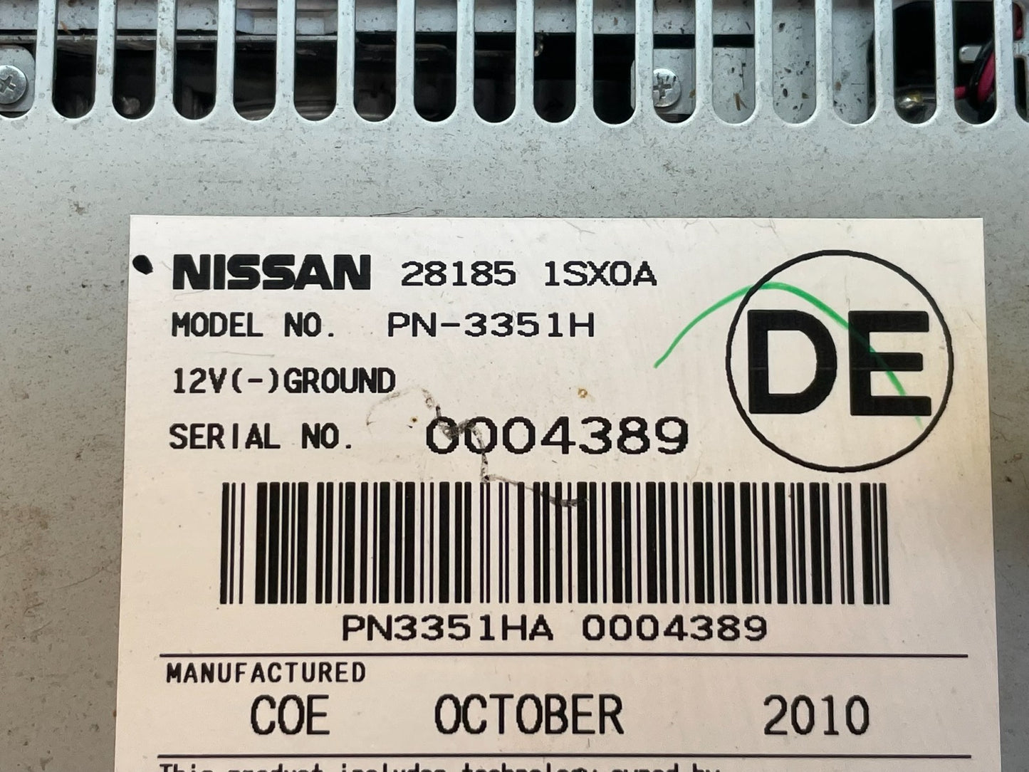 2011 - 2014 Nissan Murano AM FM Radio CD Player Panel AG2992 DG8