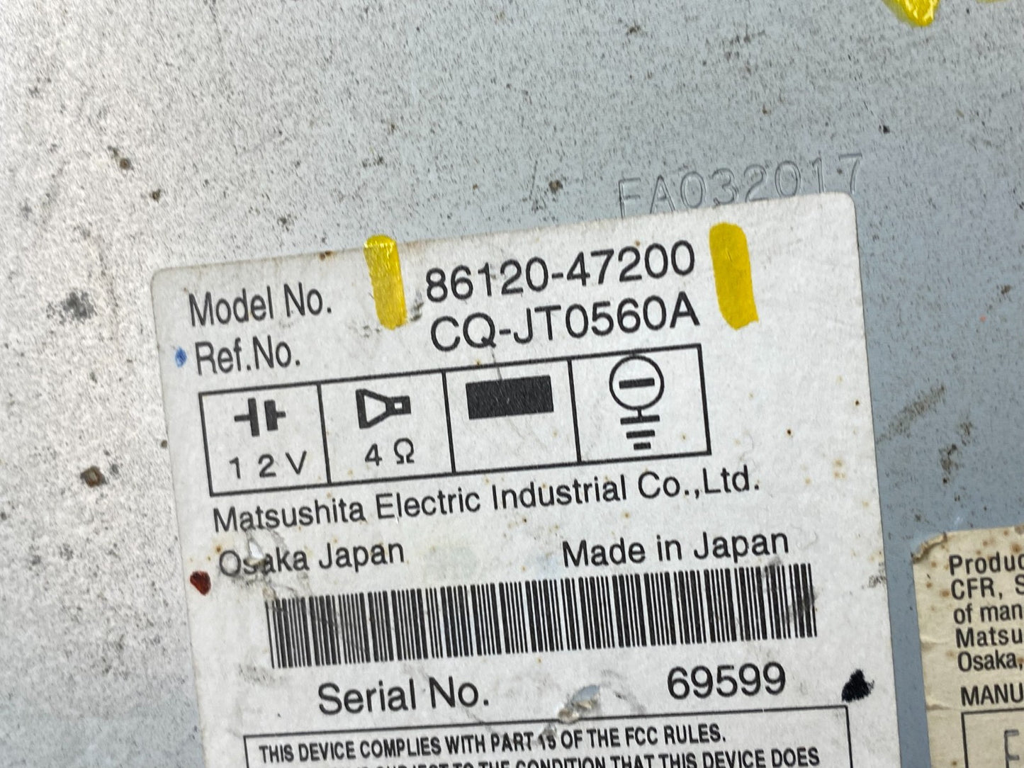 2006 to 2009 Toyota Prius OEM Radio AM/FM CD Player Oem W0010 DG7