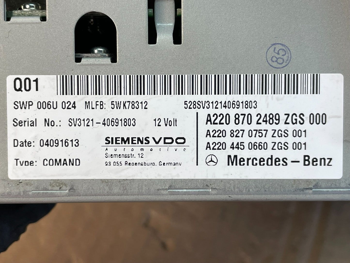 2004 2005 2006 Mercedes S430 S500 Radio Navigation Screen Display ad5961 DG8