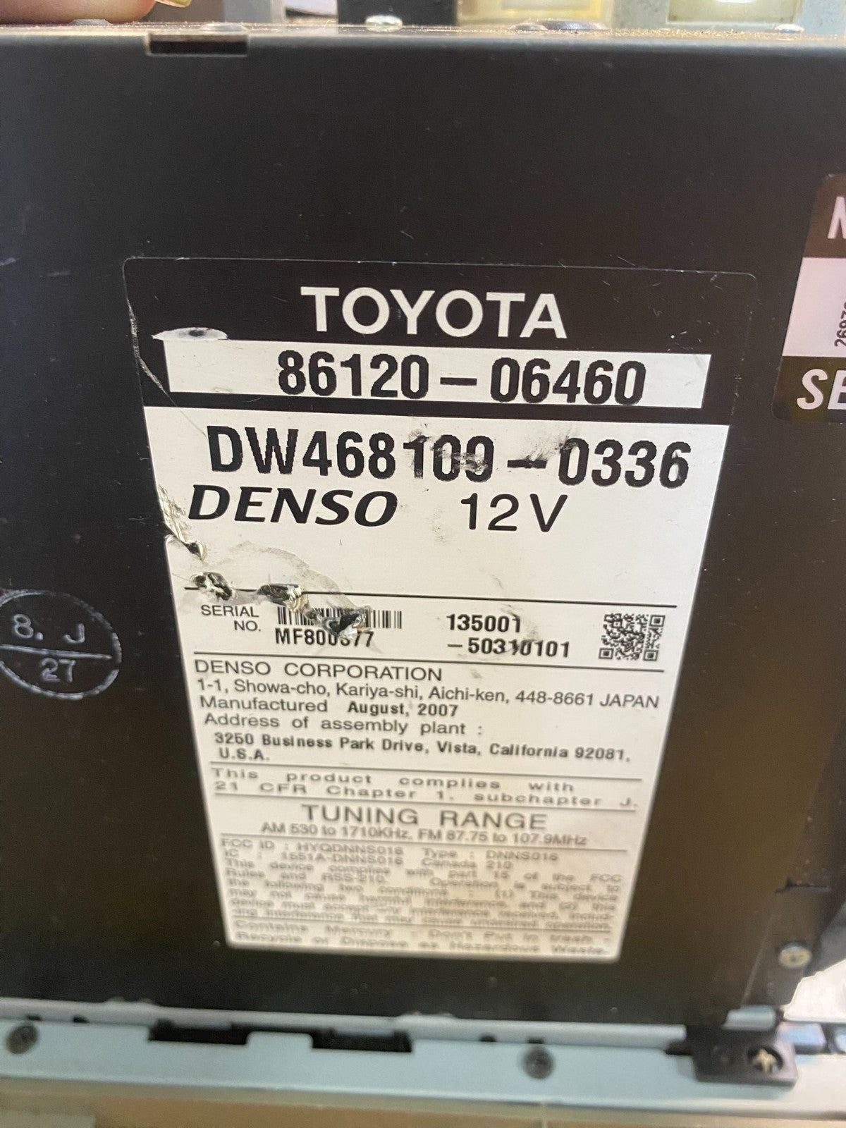 2007 to 2009 Toyota Camry Radio CD Player Climate Control Bezel ad4845 DG6