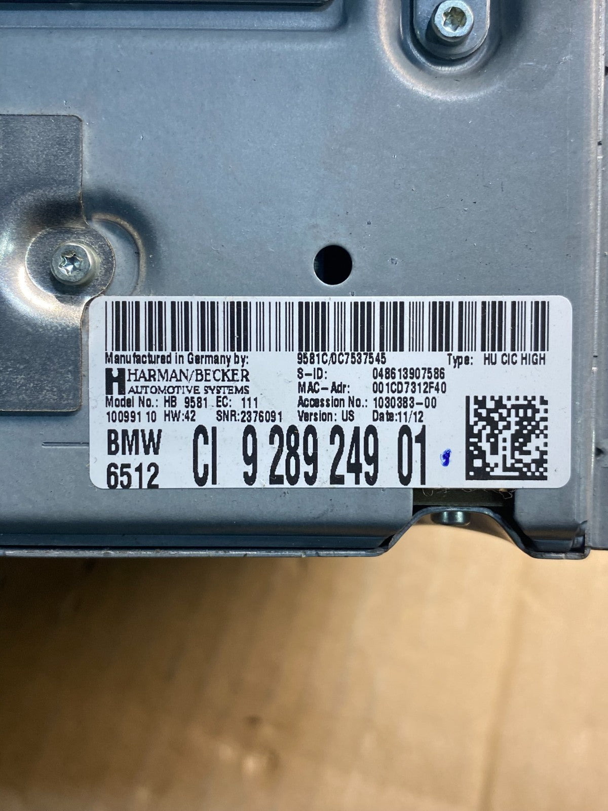 2010-2012 BMW 5-Series Harman/Becket Radio Audio Amplifier Amp AD1681 DG6