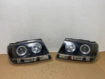 1999 - 2004 Jeep Grand Cherokee Left+Right Set Black LED Headlights x5413 DG0