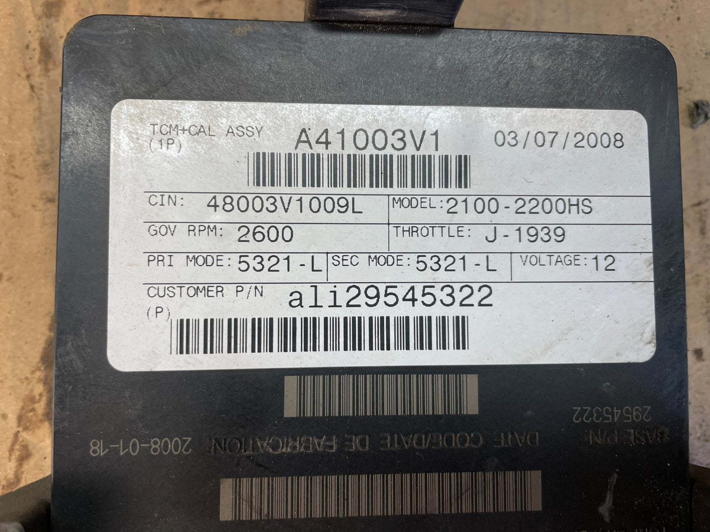 Allison Transmission Control Module 29545322 ac5409 DG2