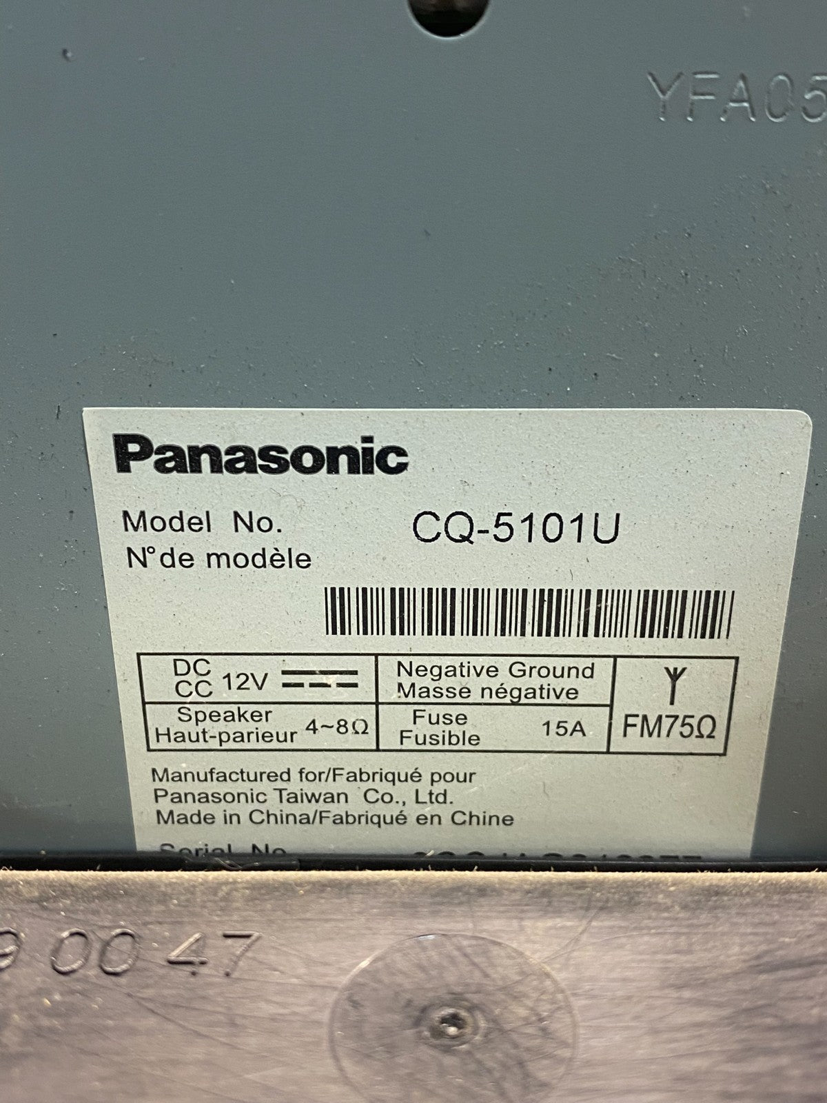 2009 Freightliner Sprinter CD PLAYER Equipment Radio PANASONIC CQ5101U AD1533 DG6