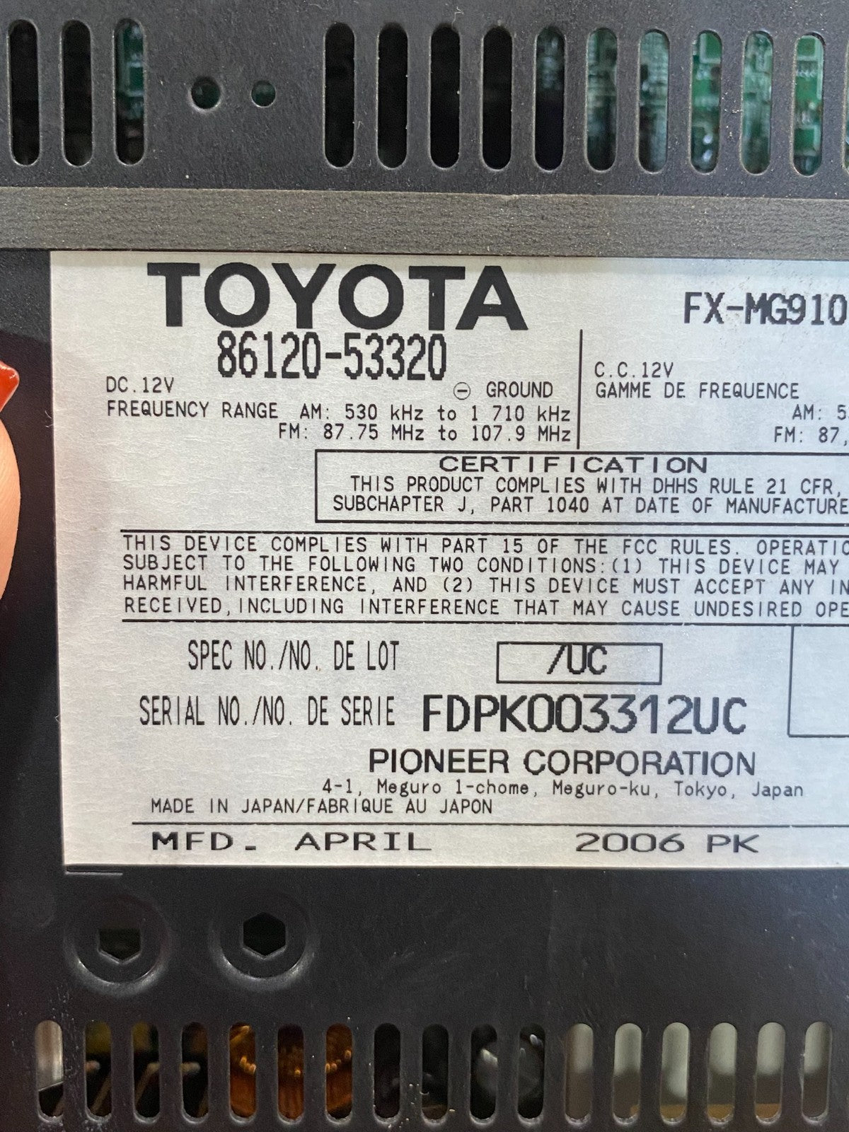 2009 to 2011 Lexus IS250 Screen Radio AM-FM CD Tuner Head Unit AE7824 DW6