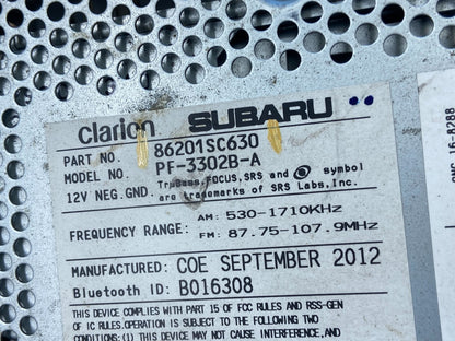 2011 to 2013 Subaru Forester AM/FM CD Plater Radio AF6356 DG5
