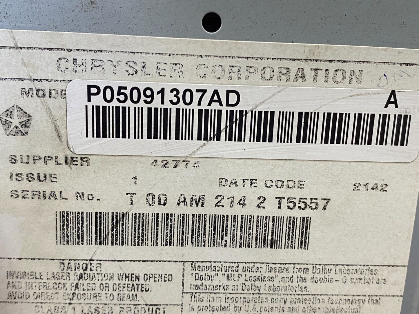 2009 2014 Jeep Dodge Chrysler Screen Display CD Player Satellite Radio AE4755 DG6