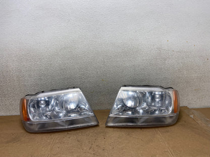 1999 - 2004 Jeep Grand Cherokee Left+Right Set Halogen Headlights Y5921 DG0