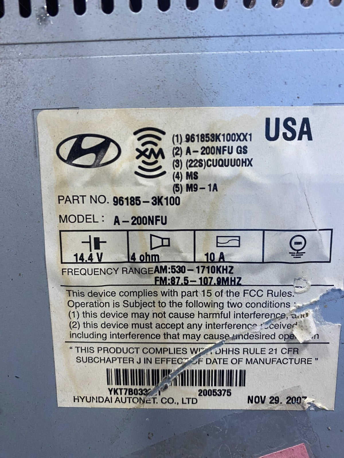 2009 2010 Hyundai Sonata Am Fm Cd Player Radio Receiver OEM AB4315 DG6
