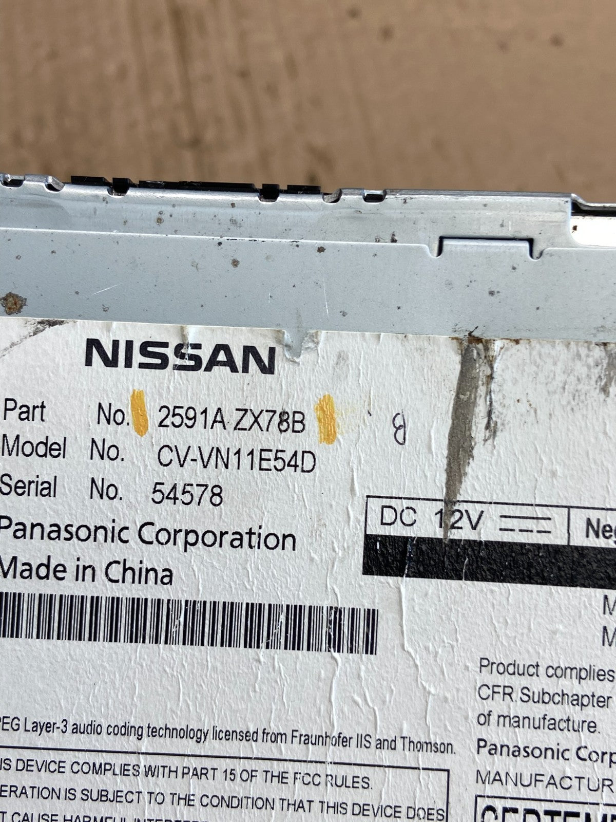 2010- 2011 Infiniti G37 M37 Radio CD Player Receiver AM Climate Module AF6408 DG5