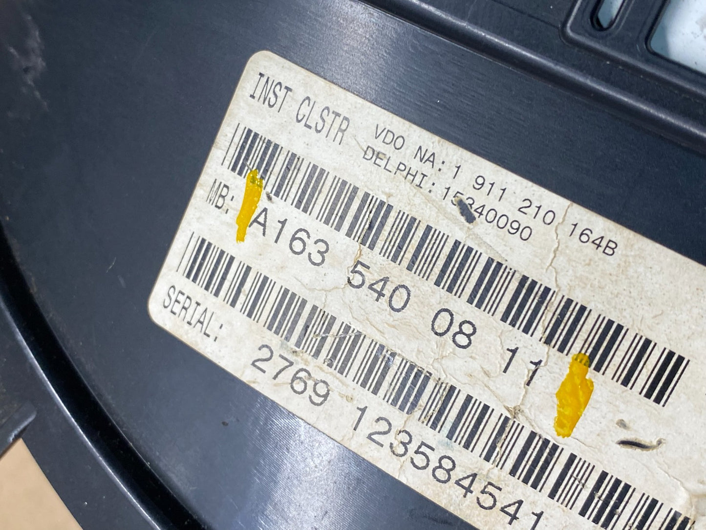 1998-2005 Mercedes W163 ML320 ML430 Instrument Cluster Speedometer S6395 DG7