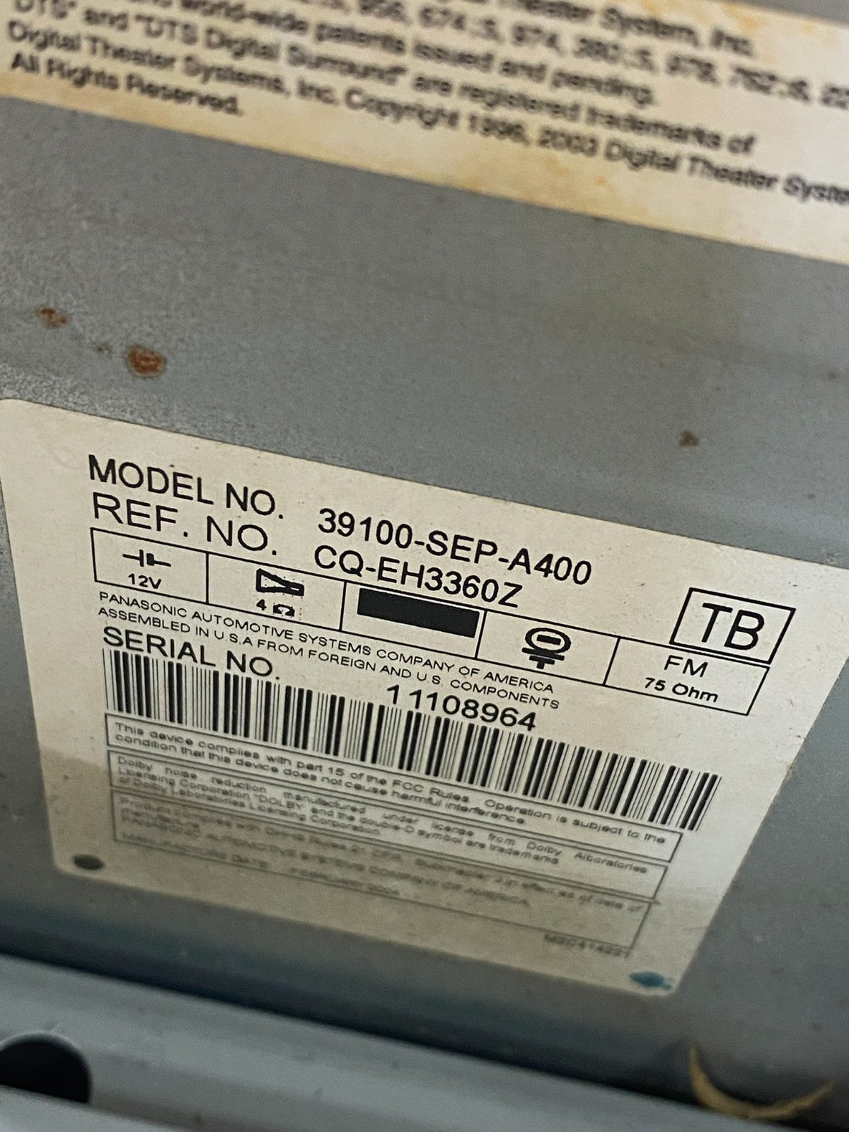 2004 2006 Acura TL CD Player Radio Climate Control AG1782 DG6
