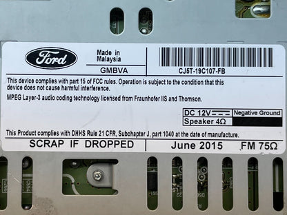 2015 2016 Ford Escape Radio Receiver ID CJ5T-19C107-FC ai0541 DG9