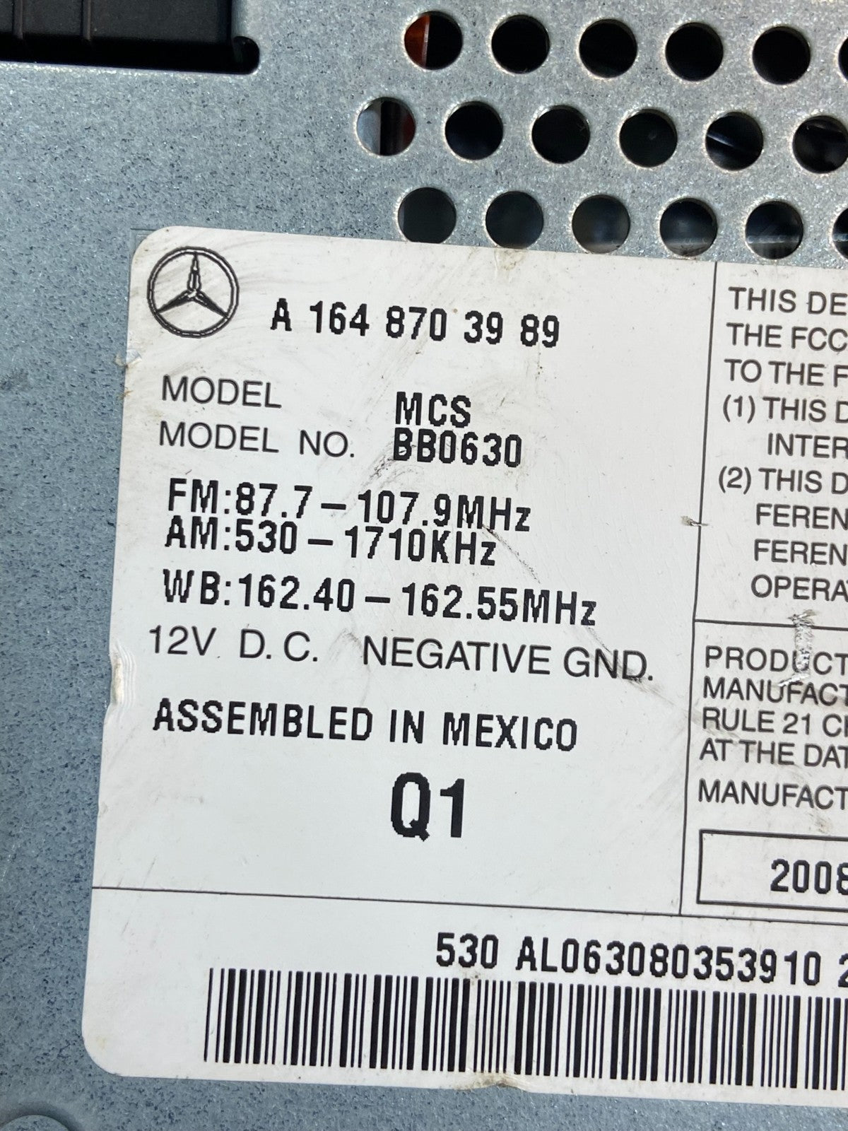 2006 2007 2008 Mercedes ML350 GL450 Radio Navigation Screen Display ae2545 DG6