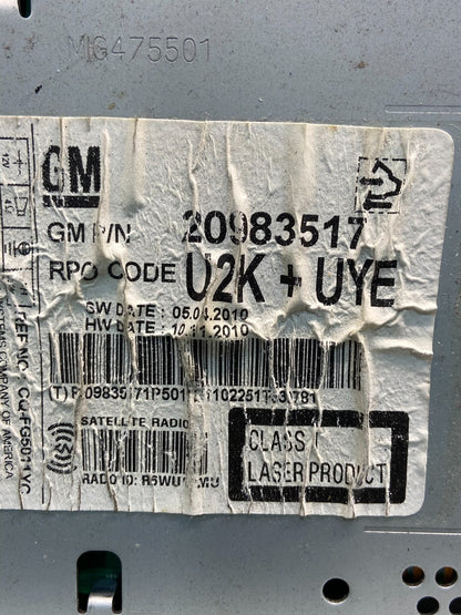 2011 to 2012 Chevrolet Equinox Cruze Radio Cd Receiver 20983517 AE2578 DG6