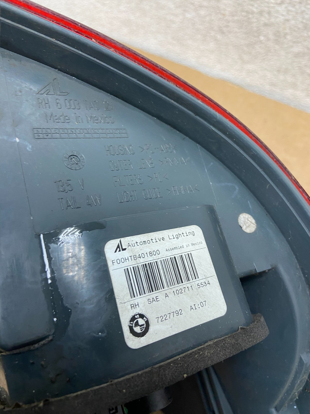 2011 2012 2013 Bmw X5 E70 Right Passenger Side Rh Tail Light AI9160 LK6