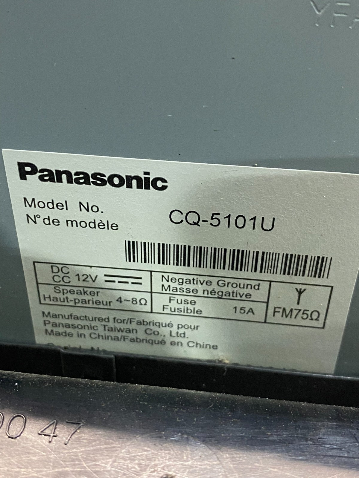 2009 Freightliner Sprinter CD PLAYER Equipment Radio PANASONIC CQ5101U AE7901 DG6