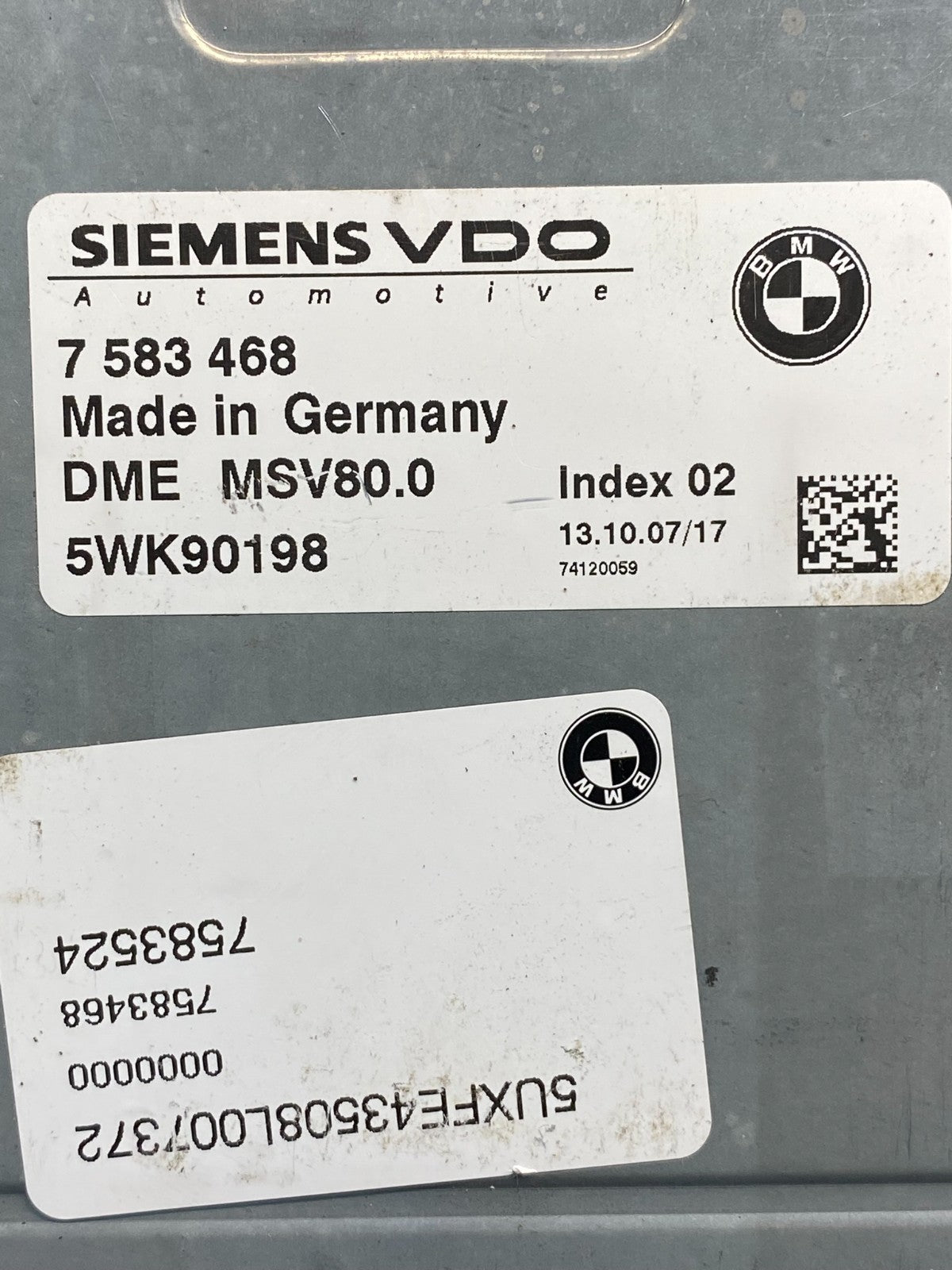 2007 to 2010 BMW X5 ECM ECU Engine Control Computer Module 7583468 AG9401 DW2