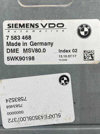 2007 to 2010 BMW X5 ECM ECU Engine Control Computer Module 7583468 AG9401 DW2