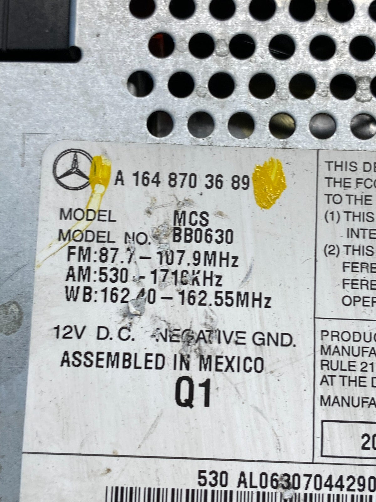 2006 2007 2008 Mercedes ML350 GL450 Radio Navigation Screen Display O3524 DG6