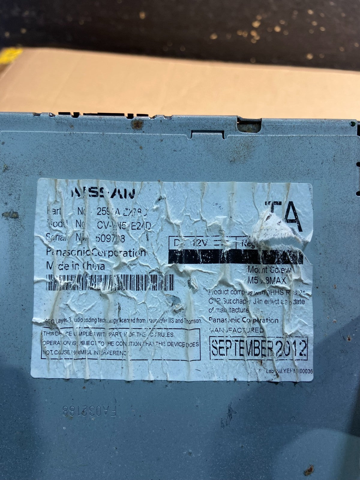 2013 to 2017 Nissan Pathfinder Radio AM/FM Receiver OEM Z0668 DG6