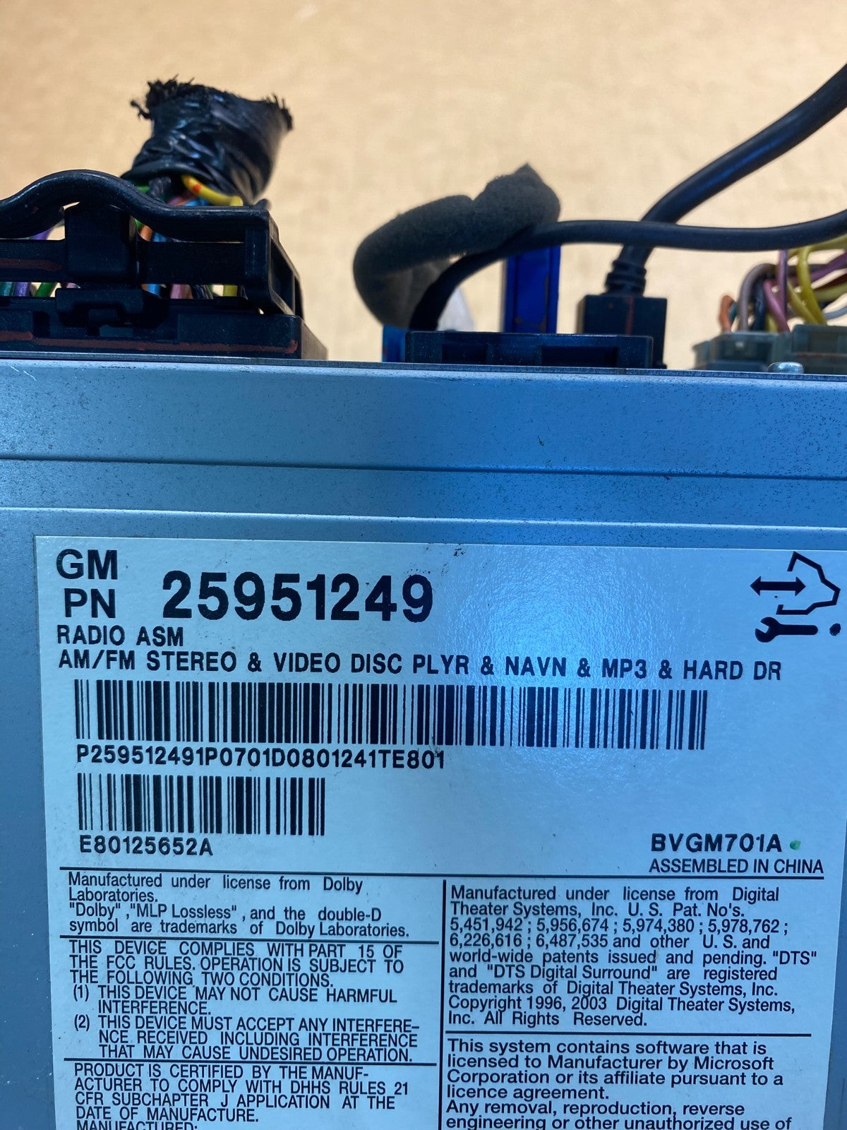 2008 to 2013 Cadillac CTS Am Fm Cd Player Radio Receiver AC6920 DG6