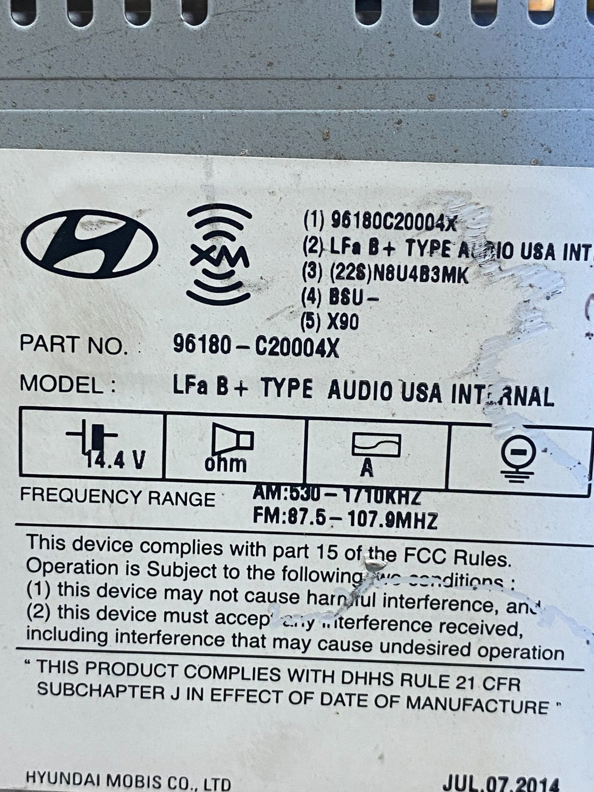 2015 2016 2017 Hyundai Sonata Radio Navigation Screen Display ag3806 DG6