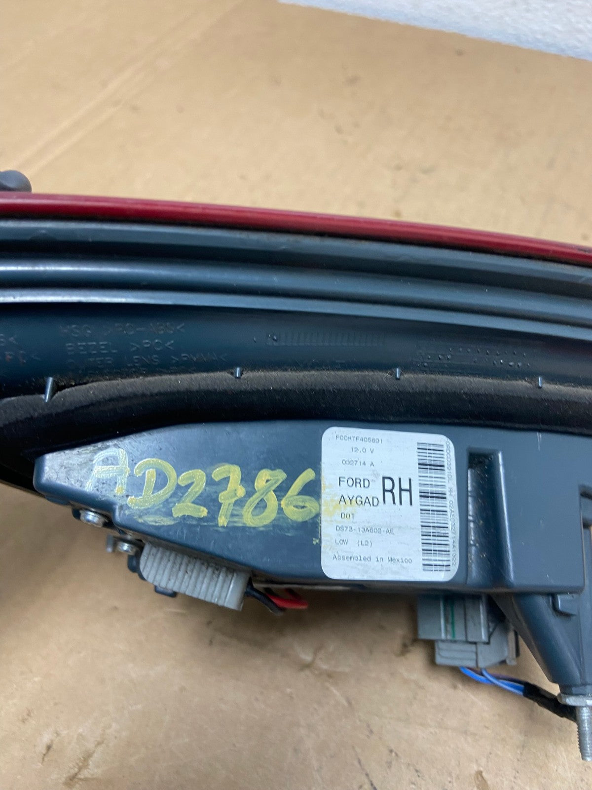 2013 to 2016 Ford Fusion Right Passenger RH Side Tail Light Inner AD2786 LK6