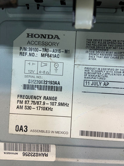 2012 Honda Civic Radio AM/FM Climate Control Air Vent Bezel Y7574  DG7