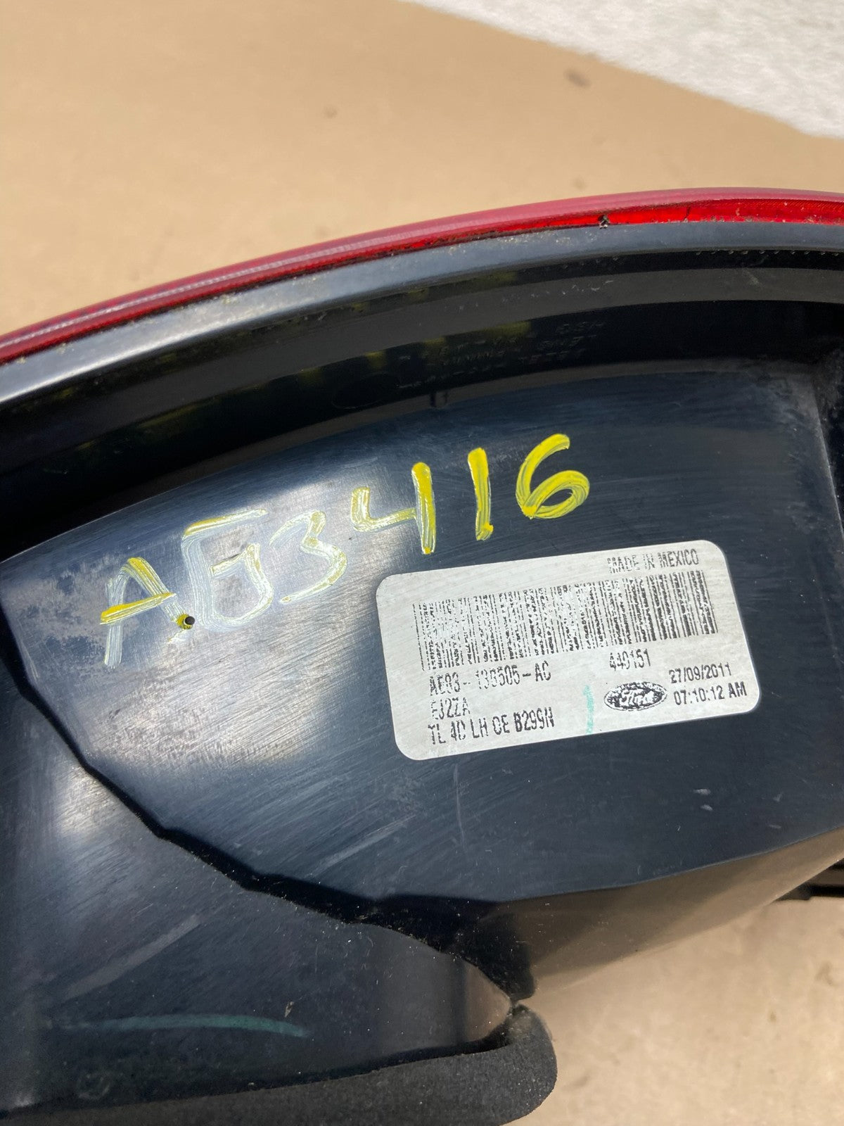 2011-2013 Ford Fiesta Sedan Left Driver LH Side Tail Light AG34166