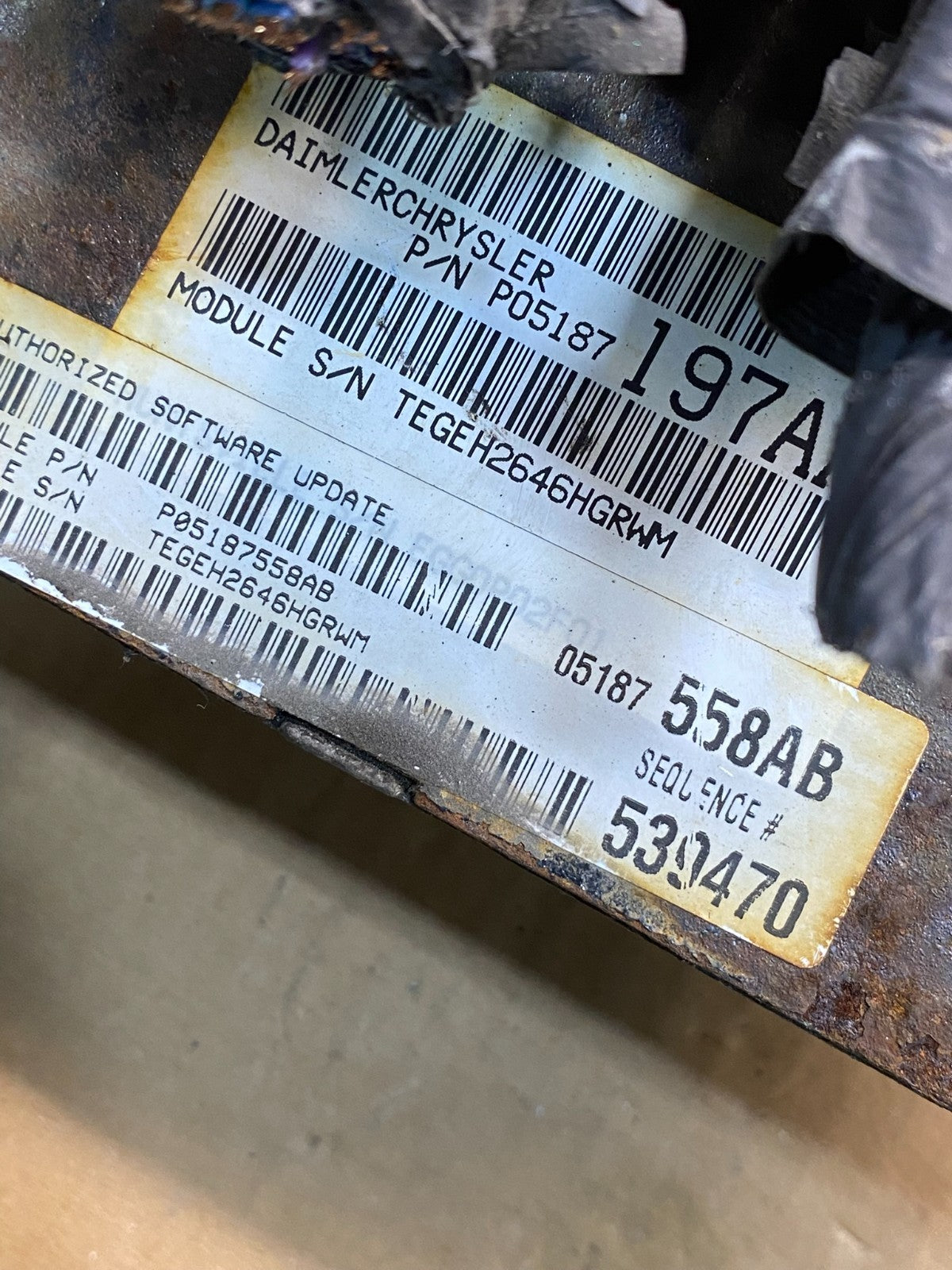 2007 Chrysler Town Country Caravan 3.8L Engine Control ECU p05187558ab AI9854 DW2