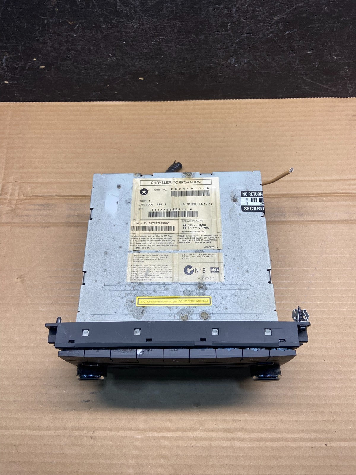 2007-2012 Chrysler Dodge Jeep Ram Radio CD MP3 AUX Receiver AE2532 DG3