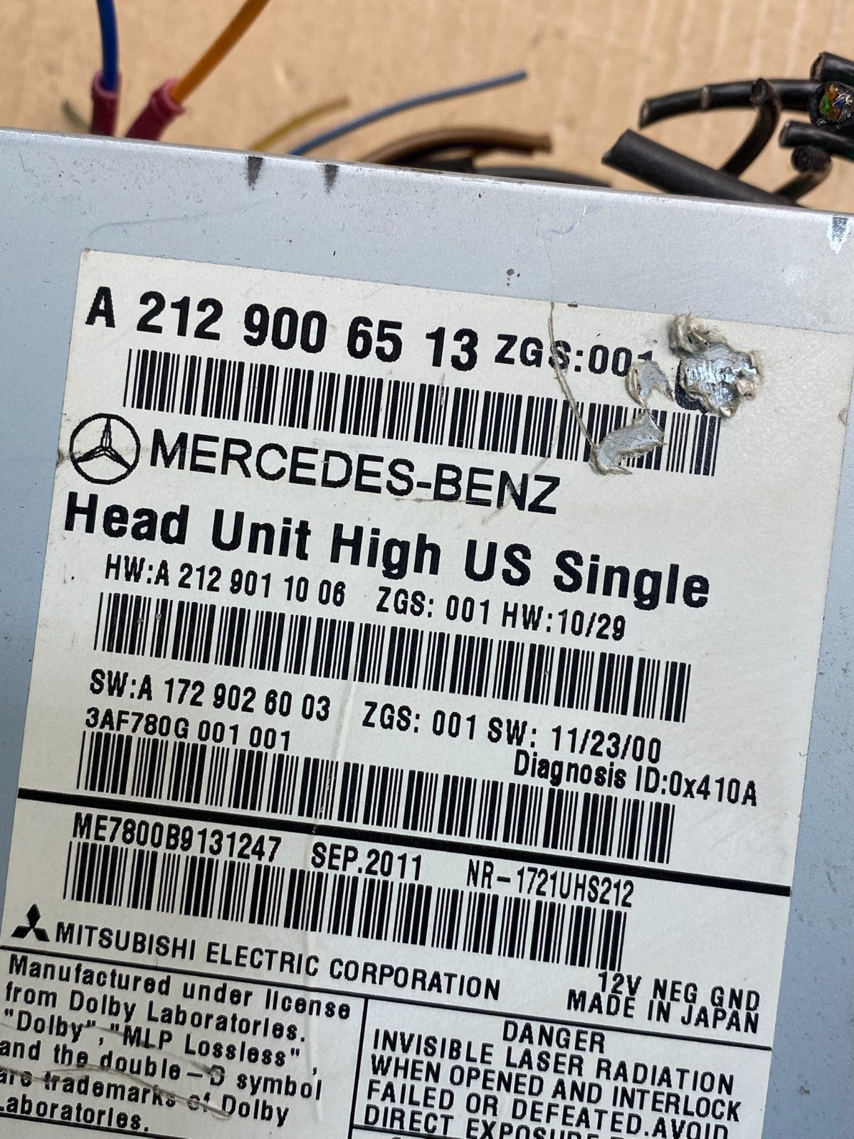 2010-2011 Mercedes W212 E350 E550 Stereo CD Changer Radio a2129006513 AI5316 DG6
