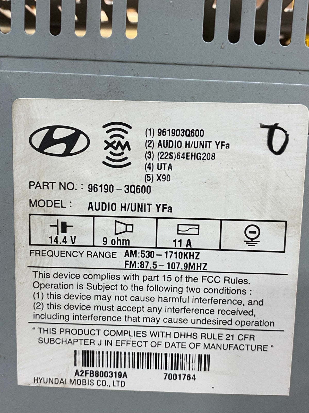 2012 to 2014 Hyundai Sonata Radio CD Player Screen Display AI5122 DG6