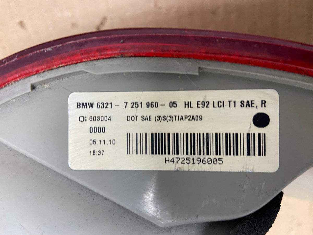 2011 2013 BMW 3 Coupe 328i 335i M3 E92 Right Passenger Tail Light AG9179 LK6