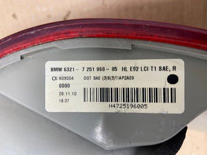 2011 2013 BMW 3 Coupe 328i 335i M3 E92 Right Passenger Tail Light AG9179 LK6