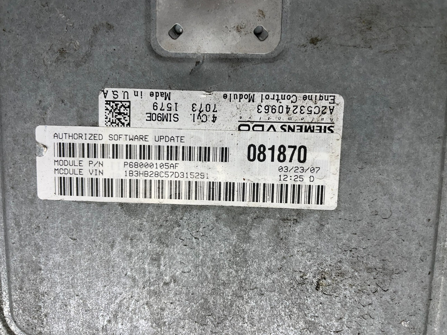 2007 to 2010 Dodge Caliber Computer Brain Engine Control ECU Q1162 DG2