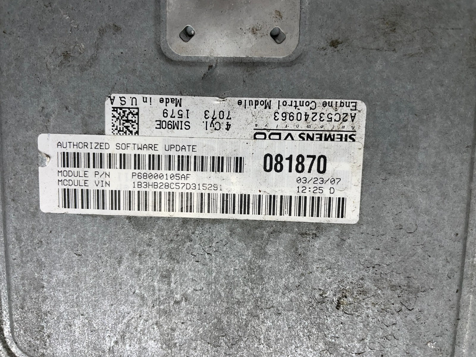 2007 to 2010 Dodge Caliber Computer Brain Engine Control ECU Q1162 DG2