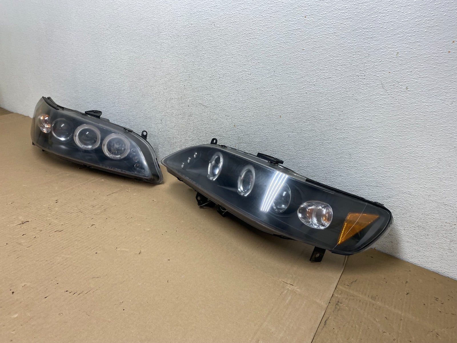 1998-2002 Honda Accord Black Left+Right Set Side LED Black Headlights AE7257 DW1