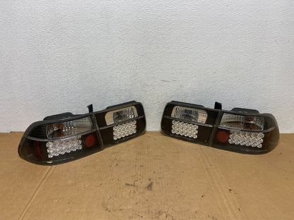 1992-1995 Honda Civic 2/4Dr Black Clear LED Tail Lights Lamps Left+Right AD28310