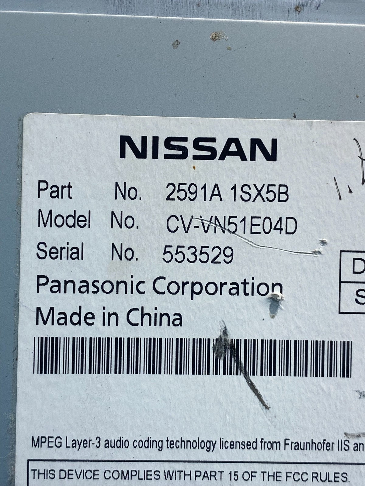 2011 - 2013 Nissan Murano AM/FM Radio CD Player Receiver AD1560 DW6