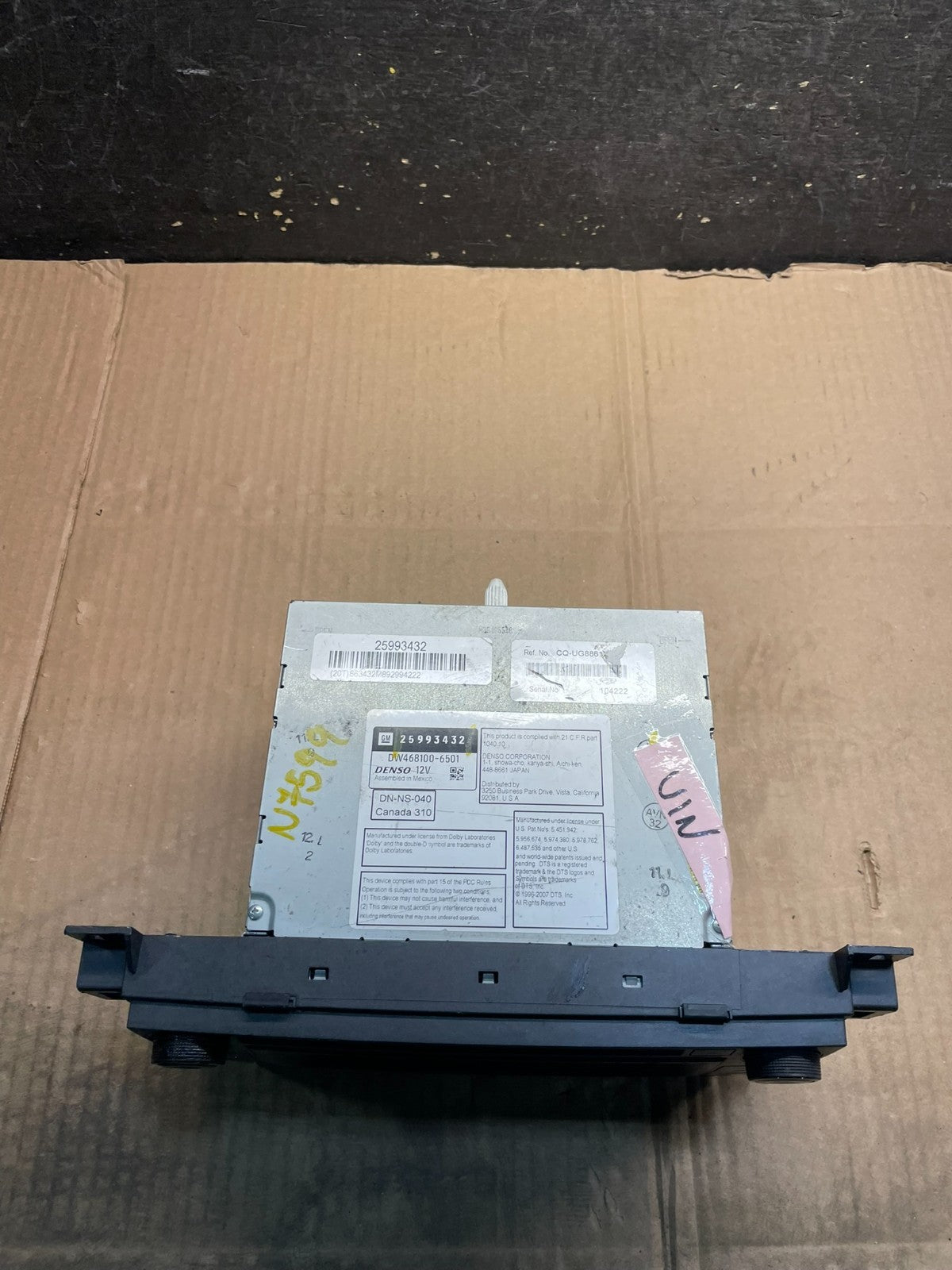 2009 2010 2011 Cadillac DTS Navigation Radio Assembly 25993432 x4303 DG5