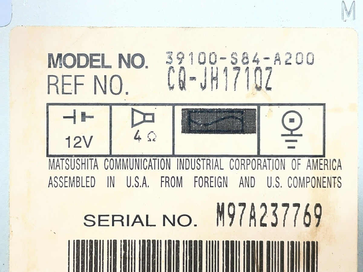 1998 1999 2000 Honda Accord Stereo Radio Receive AM FM CD AI0562 DG9